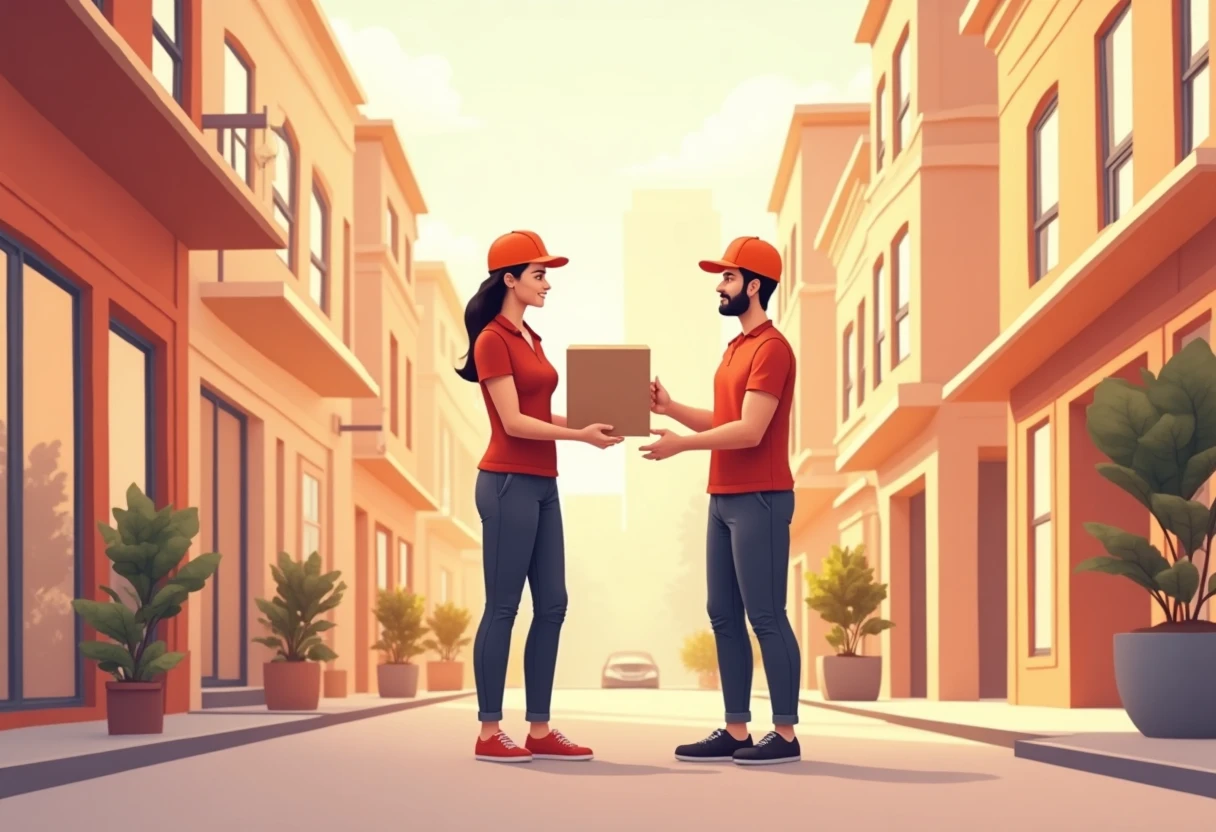 A delivery driver in a busy city environment