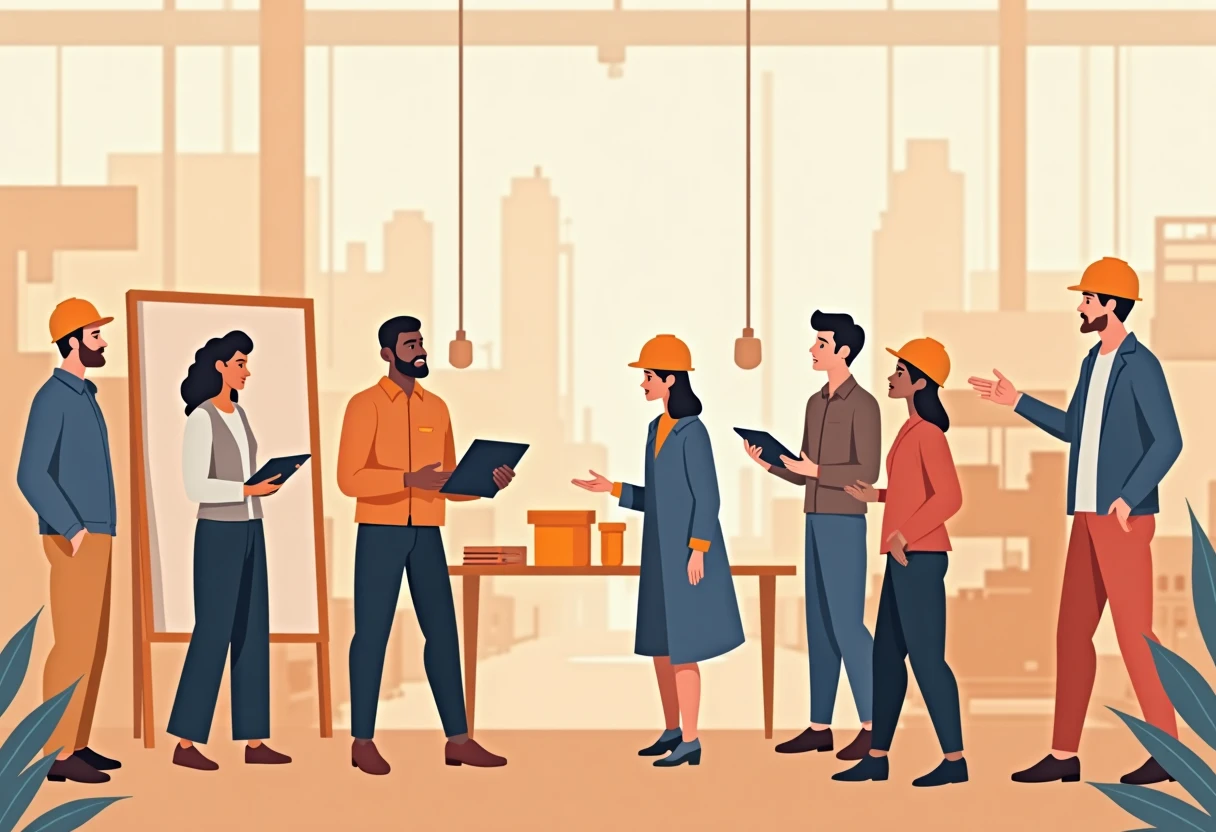 Manufacturing professionals collaborating