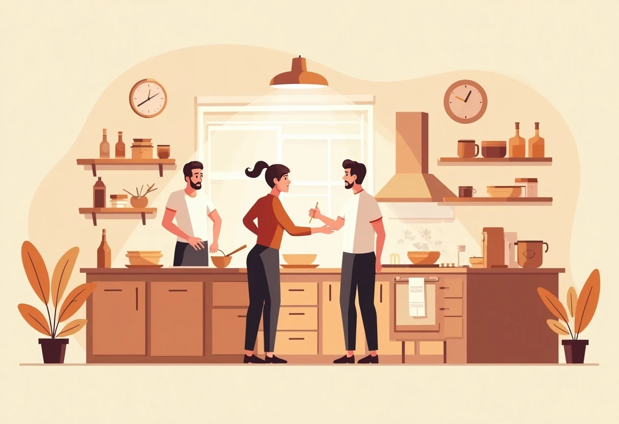 Teamwork in a busy kitchen